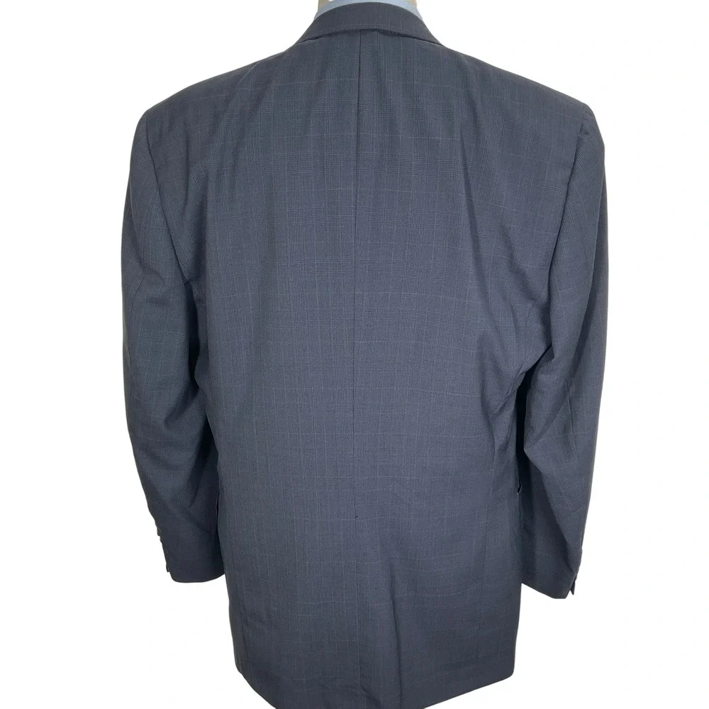 Hart Schaffner Marx Suit Men‎ 44XL Blue Pink Plaid 2 Button Classic Jacket VTG